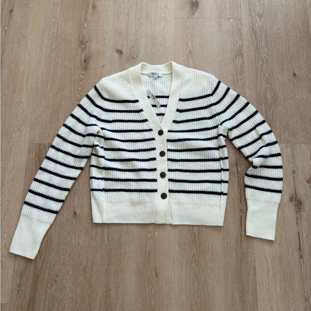 Madewell Striped Cream and Black Women's Cardigan